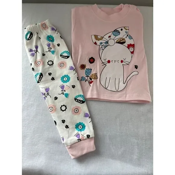 🏷Baby Toddler two piece pajama set, adjustable Pink Long Sleeve top w/ Leggings - Picture 4 of 4